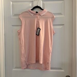 Devon & Jones Sleeveless Polo Shirt Pink XL CrownLux Performance Golf Athletic